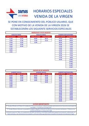 horarios damas 2026 venida rocio