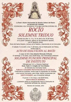 Rociana triduo 2016
