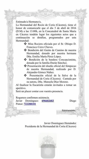 Coria caceres actos