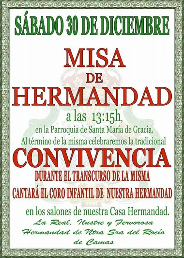 Camas misa de hermandad navidad