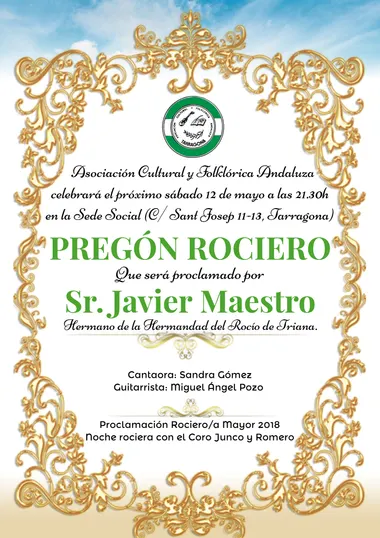 Asociación Cultural y Folklorica Tarragona pregon 2018