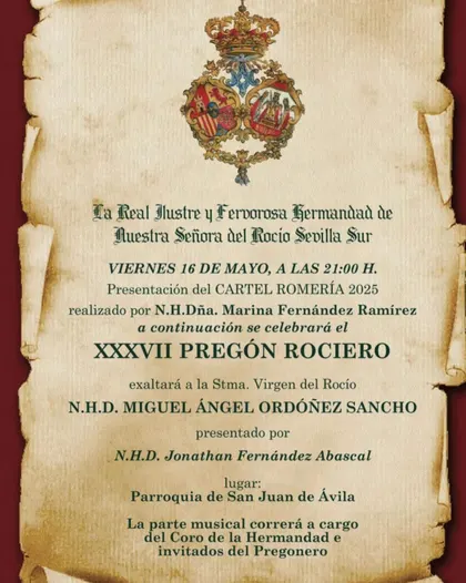 Actos rocio 2025 Sevilla Sur