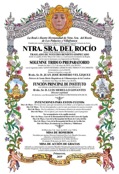 Los Palacios villafranca Cultos rocio 2019