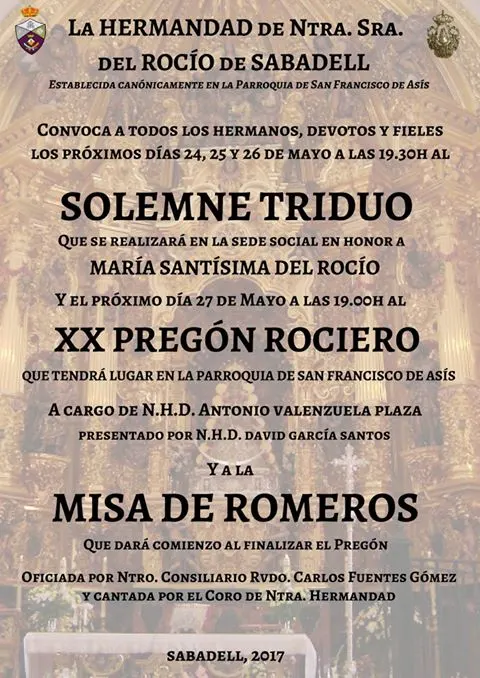 Sabadell triduo y pregon 2017