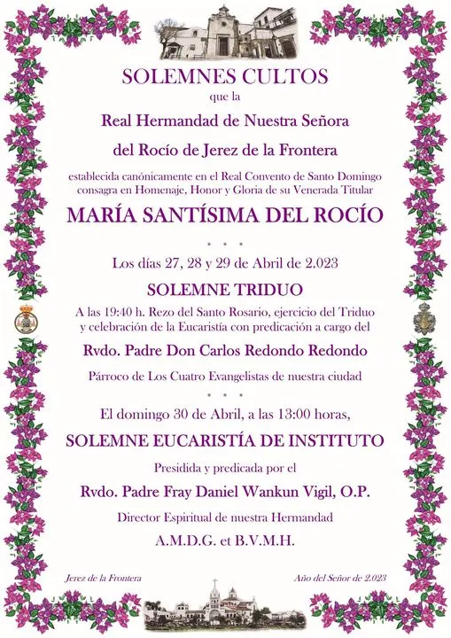 cultos rocio 2023 Jerez