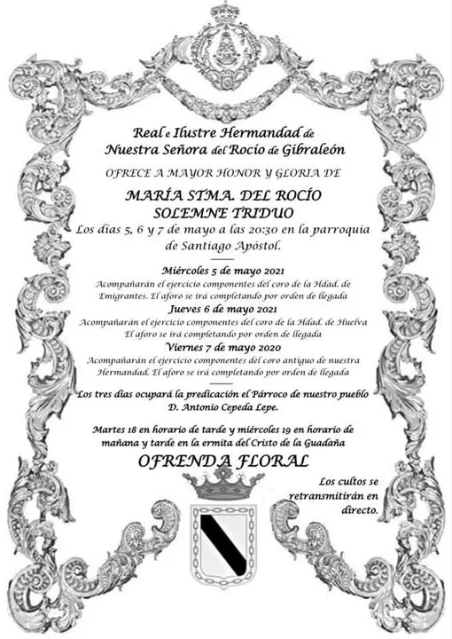 Gibraleón cartel cultos rocio 2021
