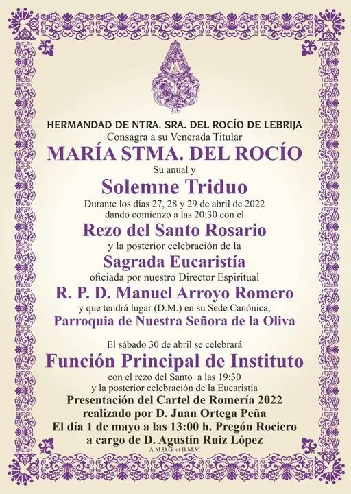 cultos rocio 2022-Lebrija