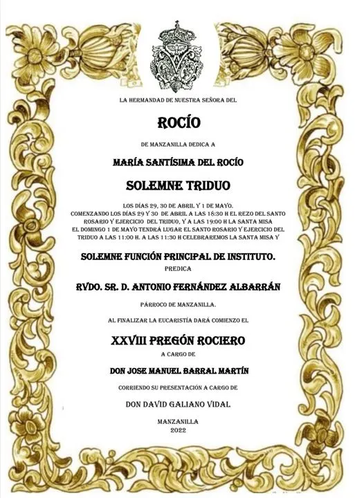 cultos rocio 2022-Manzanilla