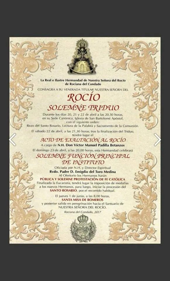 Rociana triduo 2017