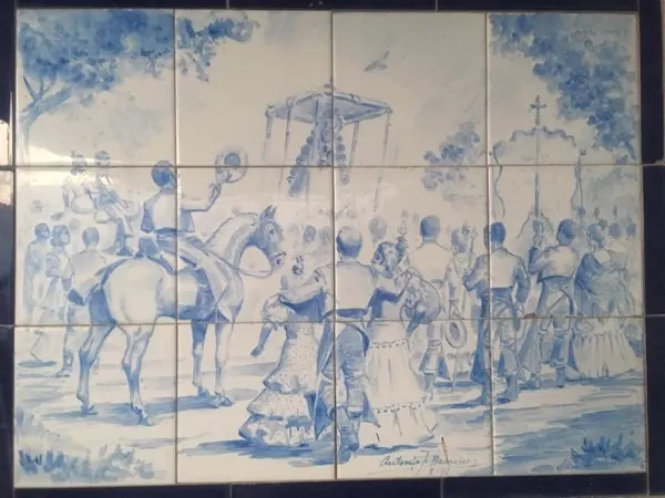 Azulejos Virgen rocio-Antonio josé Barreiro tirado)gran pintor sevillano y amigo de la familia,pintado en marzo de 1992