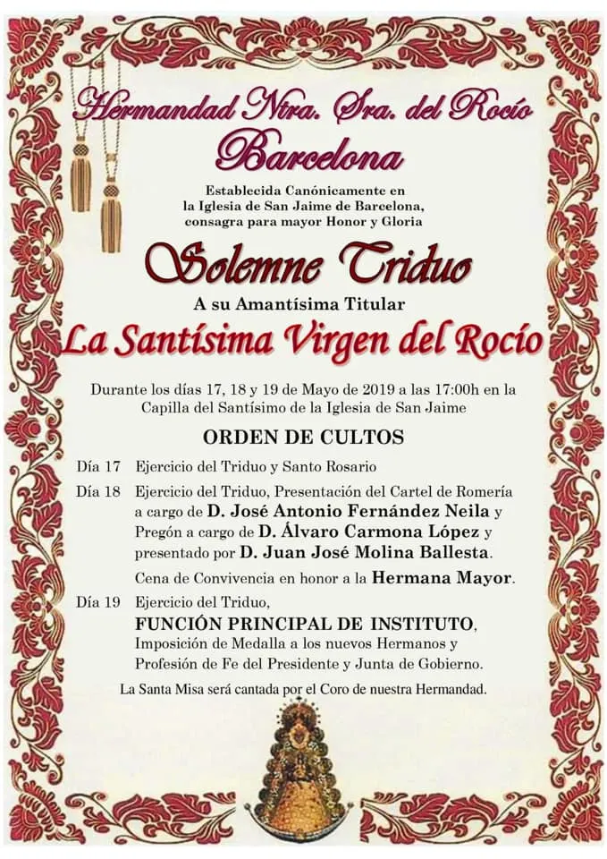 Barcelona Cultos rocio 2019