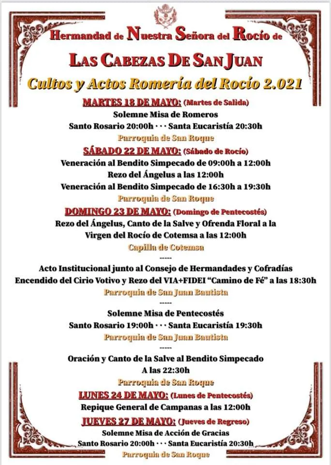 Rocio las cabezas de san juan cultos 2021