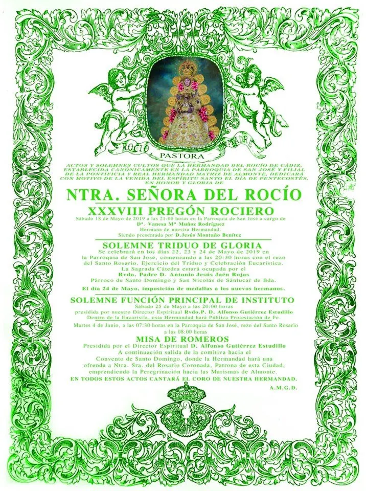 Cadiz Cultos rocio 2019