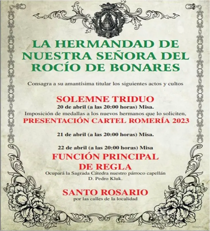 cultos rocio 2023 Bonares