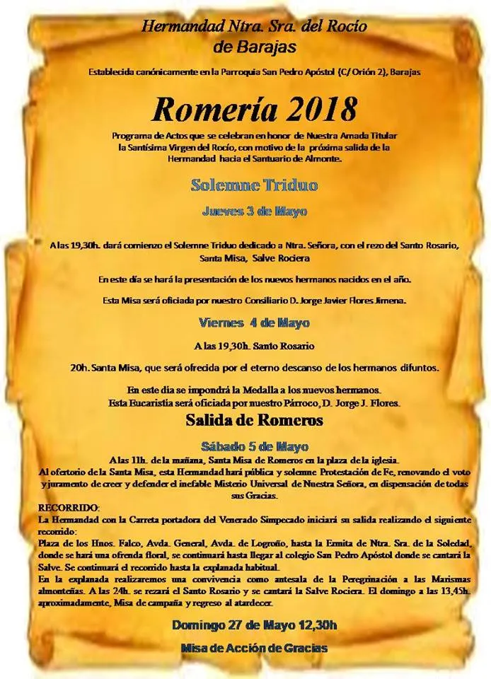 Barajas cultos rocio 2018