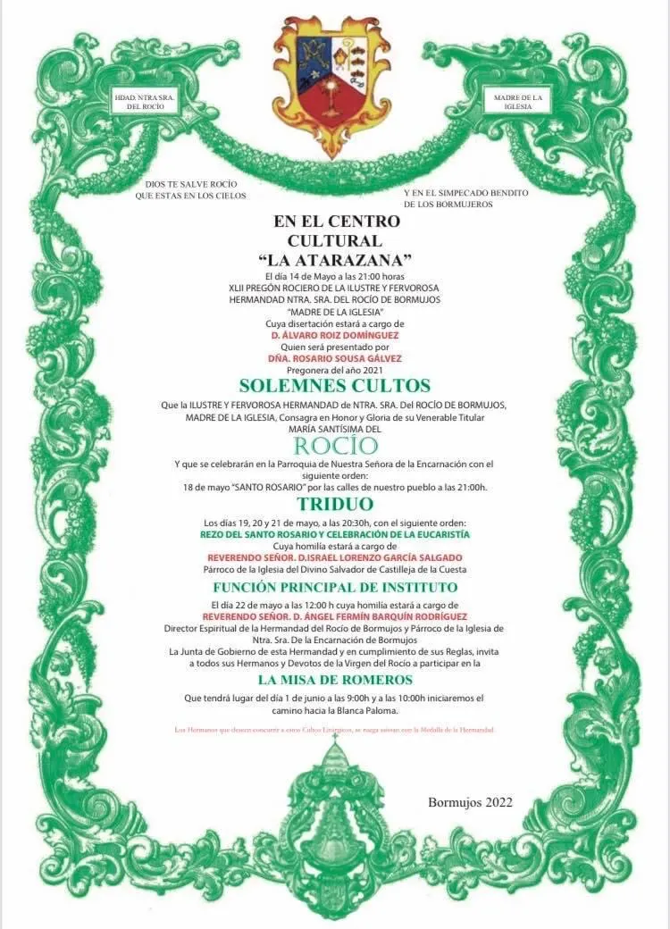 Cultos rocio 2022 Bormujos