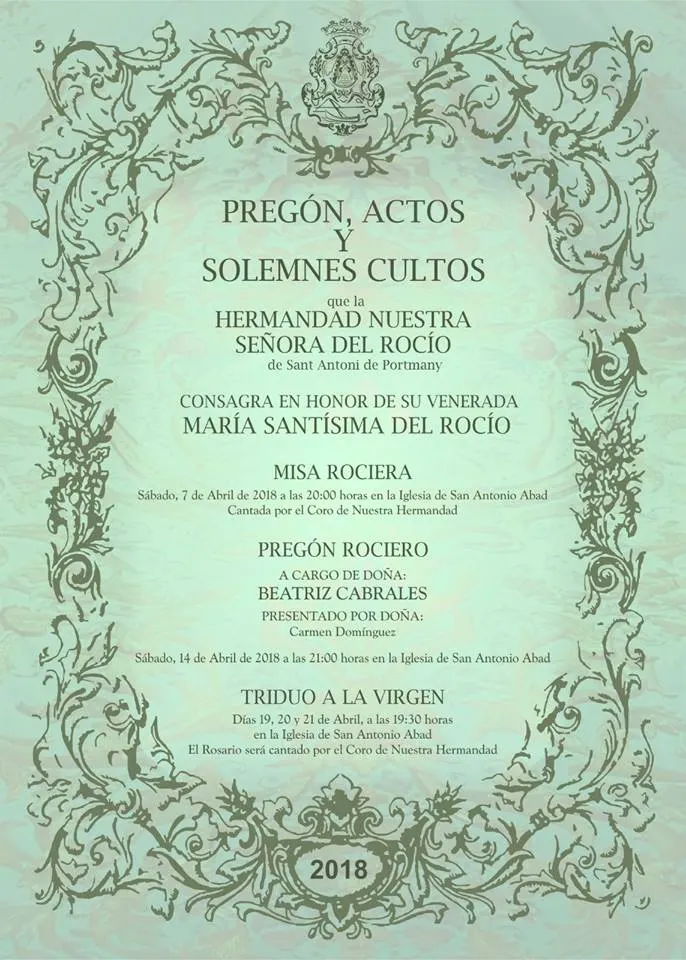 Cultos y Pregon Hermandad Nuestra Señora del Rocio de Sant Antoni de Portmany