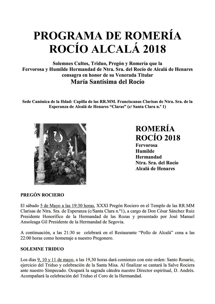 Alcala de Henares cultos 2018-1