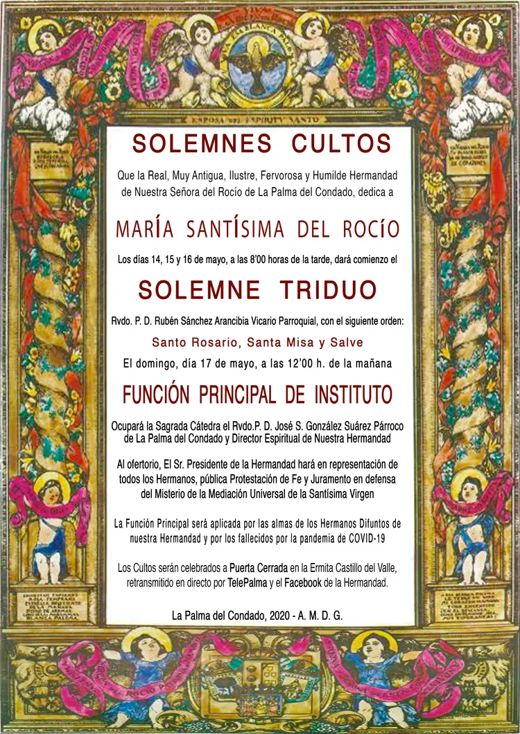 La Palma rocio 2020 Cultos 2020