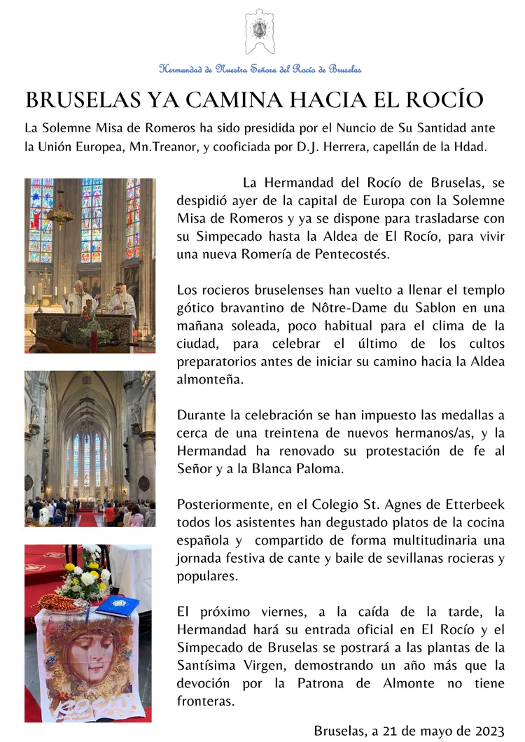 Nota - Rocío de Bruselas salida rocio 2023