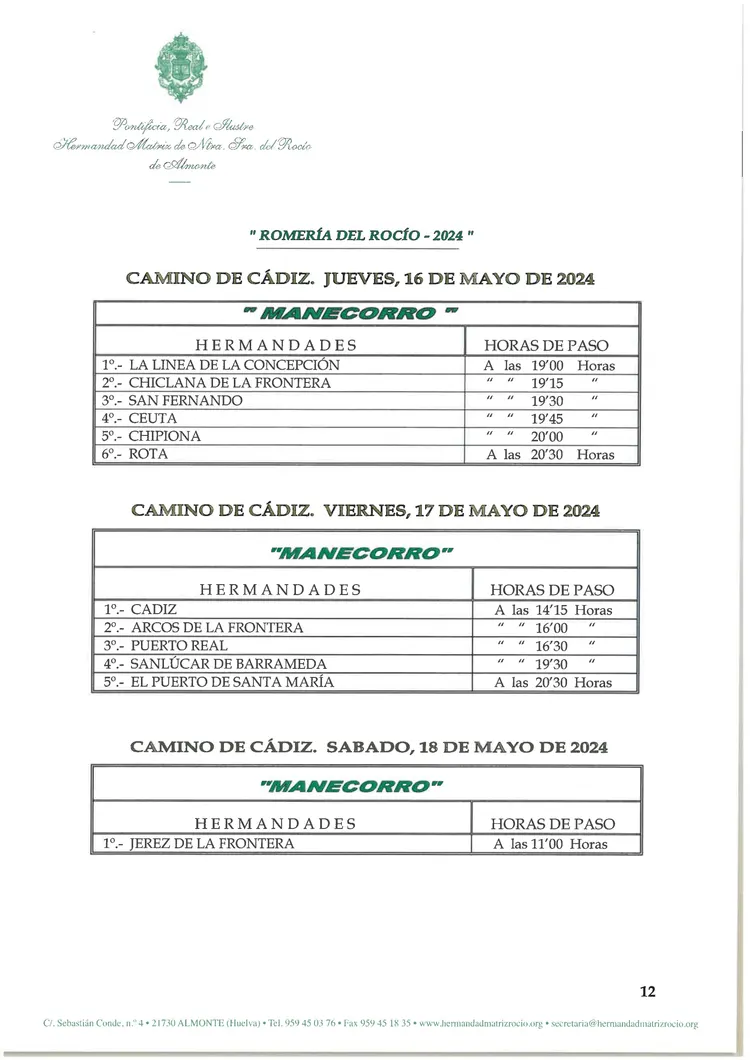 HORARIOS DE PASO-12