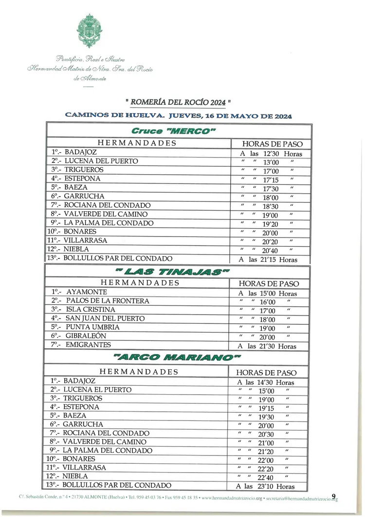 HORARIOS DE PASO-9