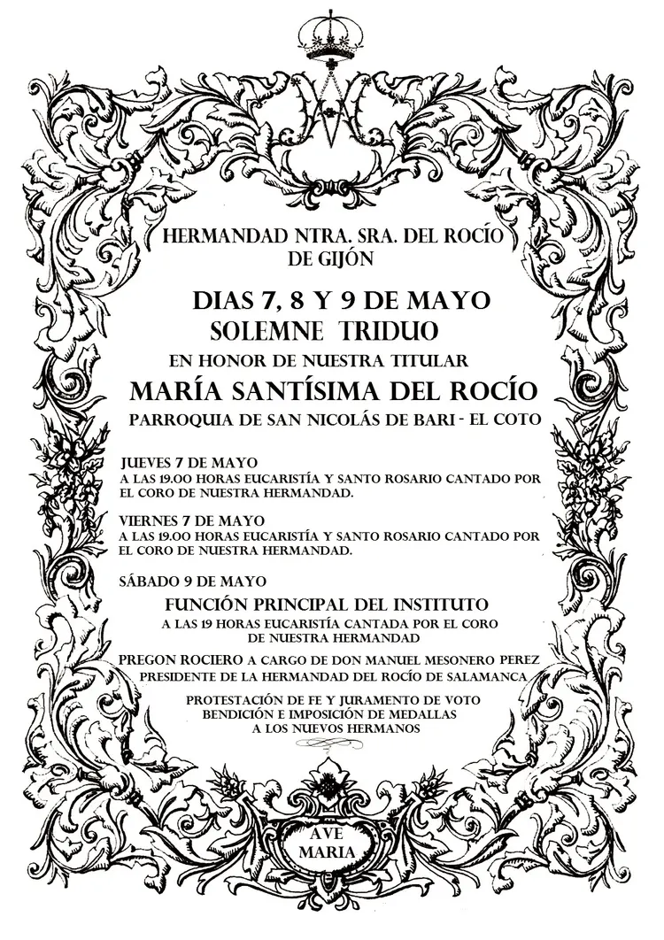 CARTEL TRIDUO HDAD ROCÍO GIJÓN 2015