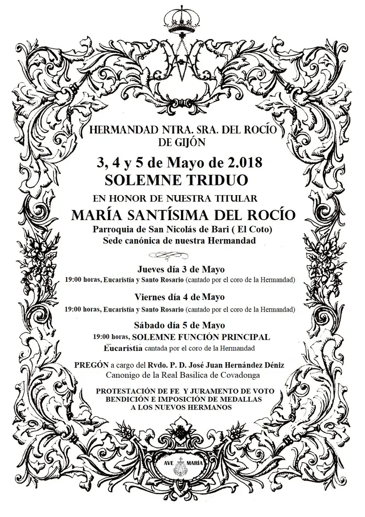 CARTEL TRIDUO HDAD ROCiO GIJoN 2018
