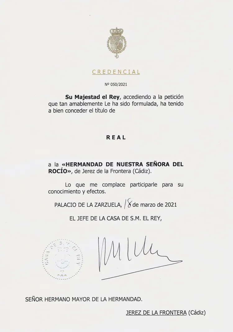 rocio jerez titulo de real hermandad