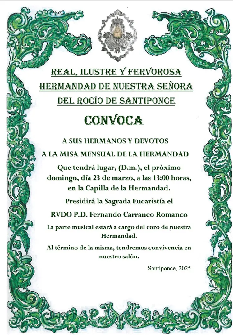 rocio santiponce misa mensual