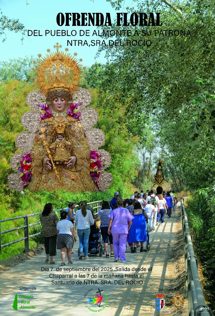 ofrenda floral a la virgen rocio del pueblo de almonte 2025