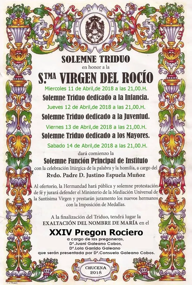 Chucena triduo y pregon 2018