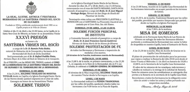 Olivares cultos rocio 2018