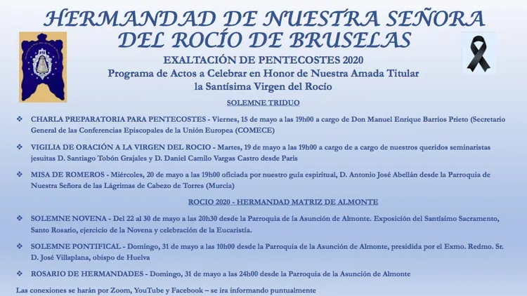 Bruselas Programa de Actos - Pentecostes 2020