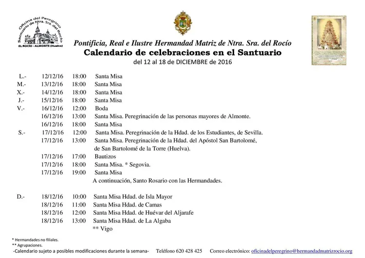 calendario-celebraciones-en-el-rocio-del-12-al-18-de-diciembre-de-2016