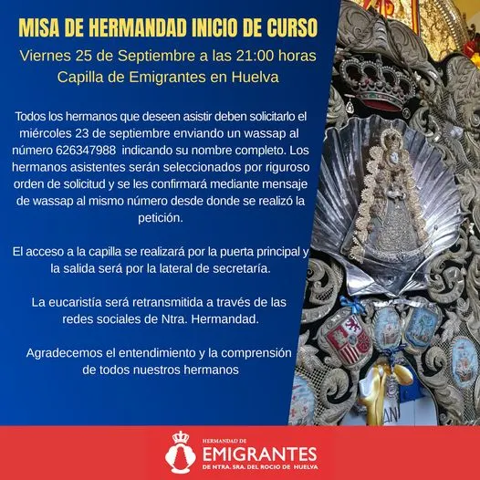 emigrantes misa inicio curso 2020