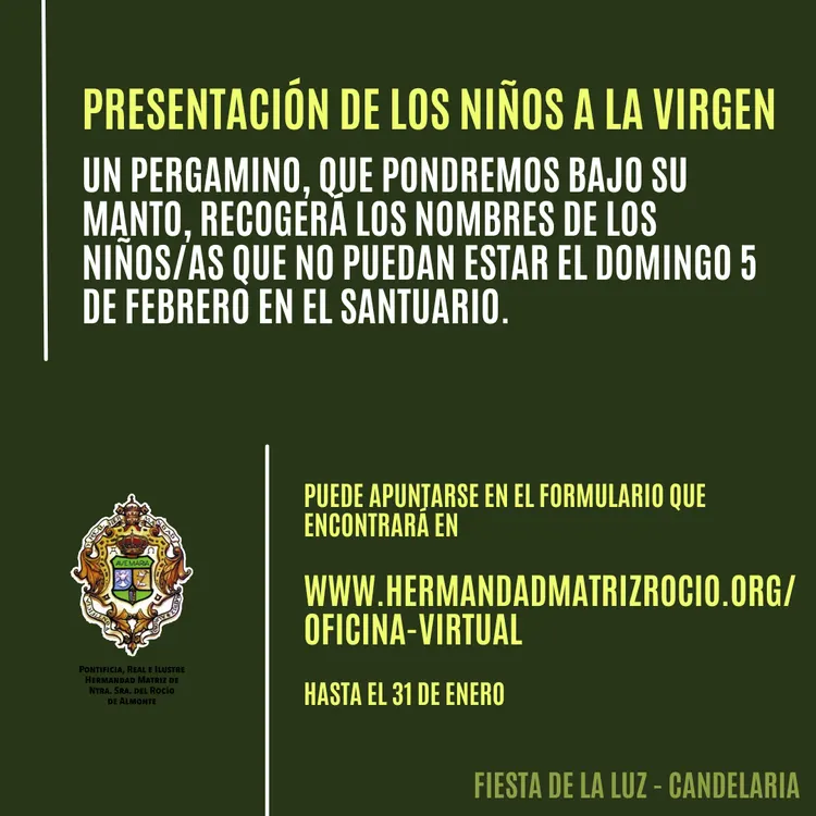 Candelaria presentacion niños a la virgen rocio 2023
