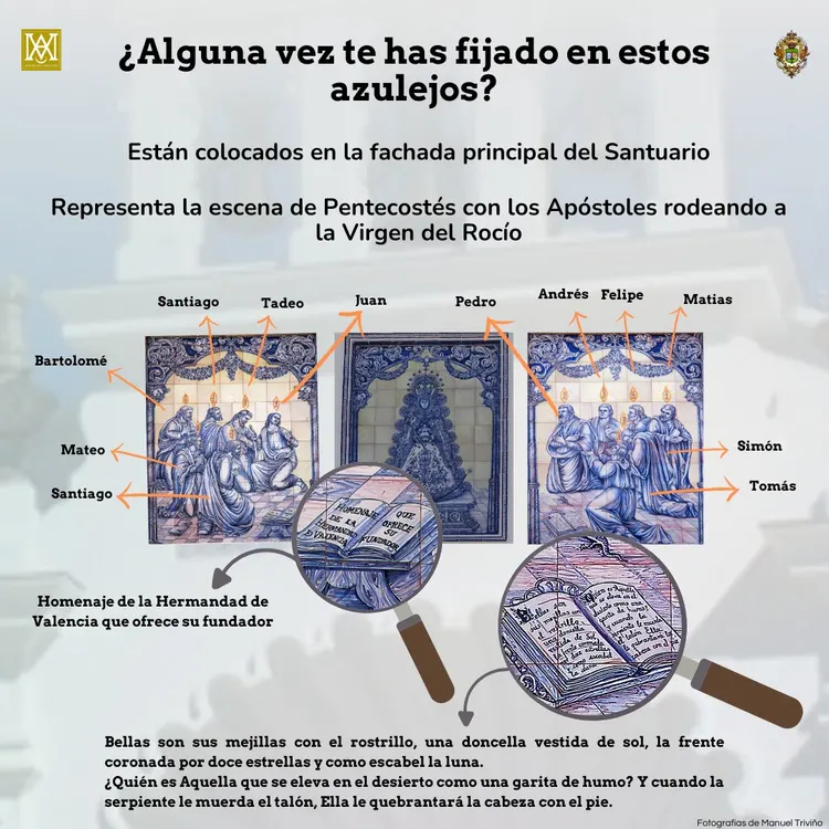 azulejos de la fachada del santuario de la Virgen del Rocio