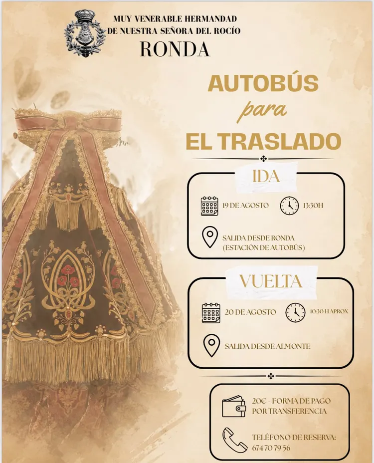 Rocio Ronda Autobús de ida y vuelta para el Traslado de la Virgen