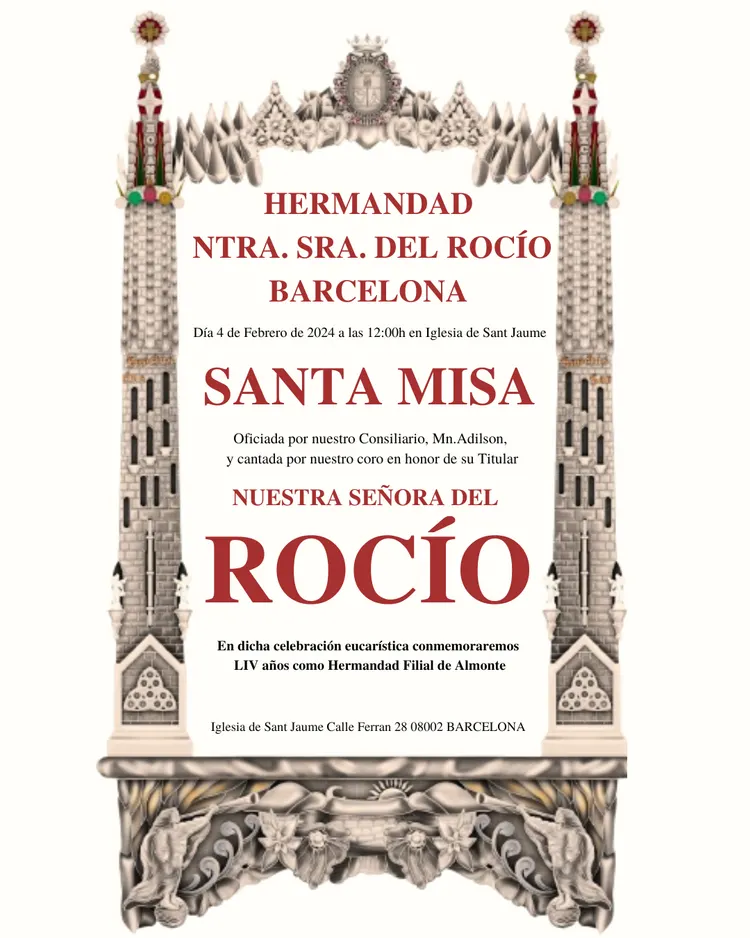 Rocio barcelona MISA 54 ANIVERSARIO FEBRERO 2024