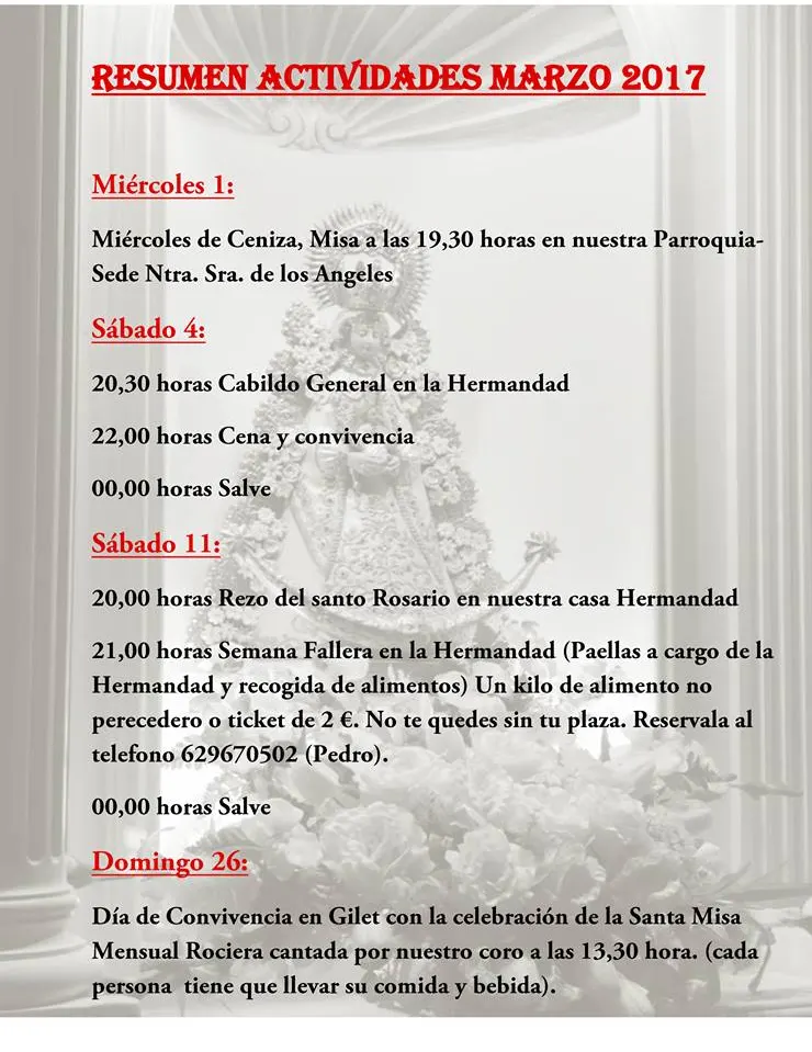 Valencia actividades de marzo 17