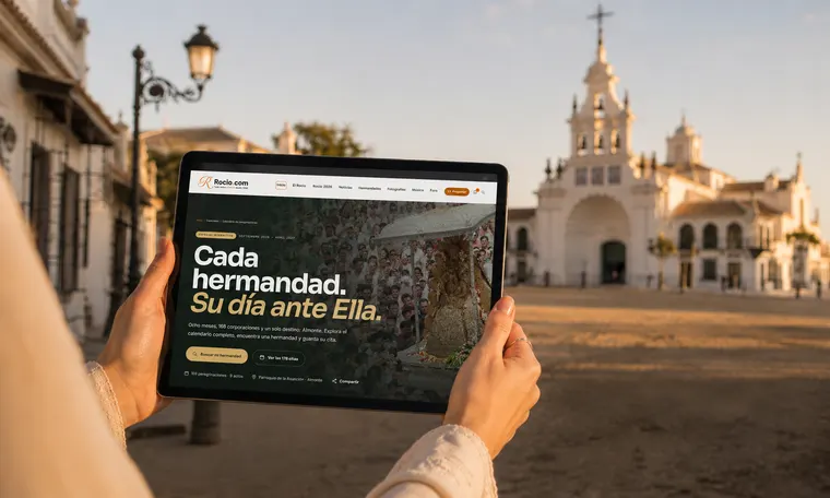 tablen mostrando buscador de peregrinaciones 2026 2027 rocio