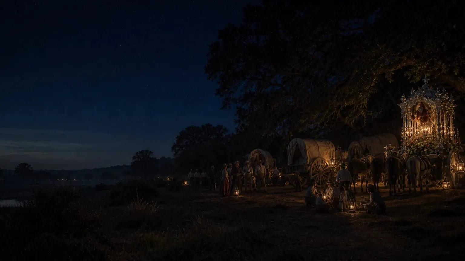 Noche de luminarias en la romería