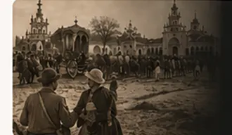 Fotografía histórica de una romería del Rocío