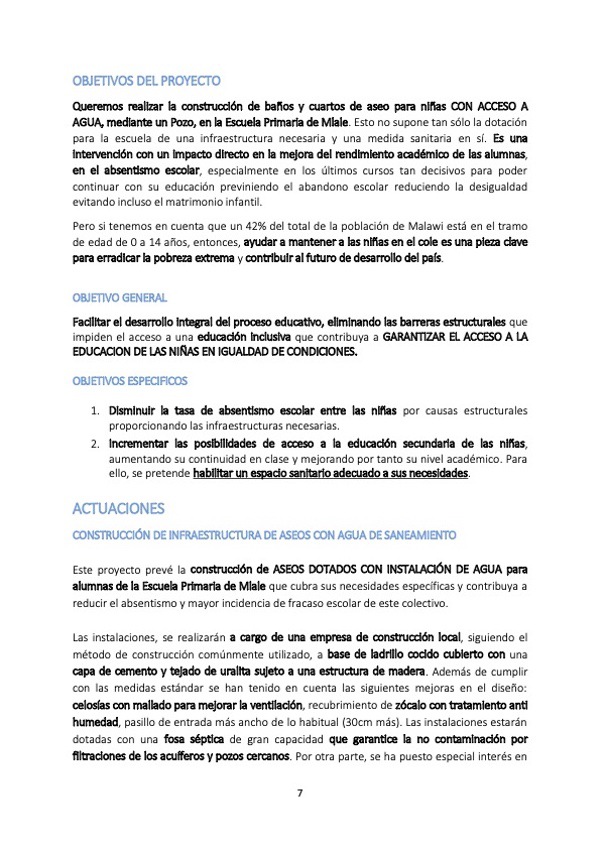Proyecto Pozo y Aseos Malawi 7