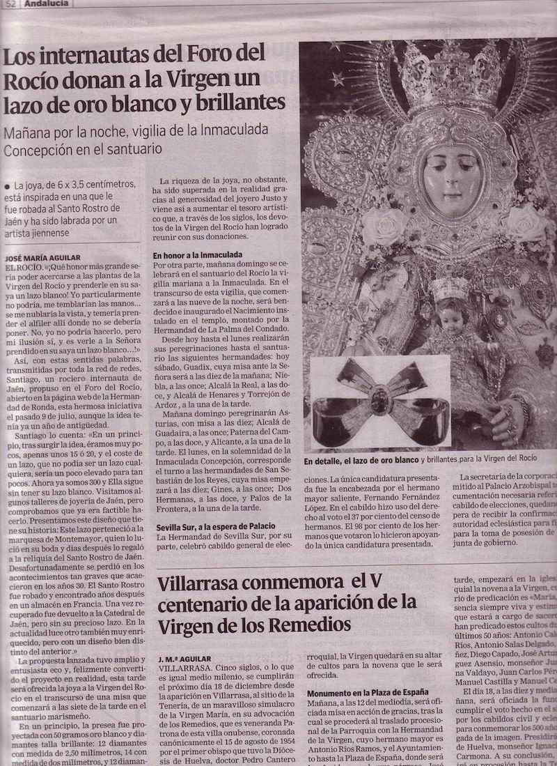 Artículo del ABC sobre la Ofrenda de nuestro Foro
