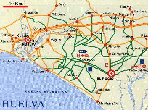 Plano camino de huelva al rocio