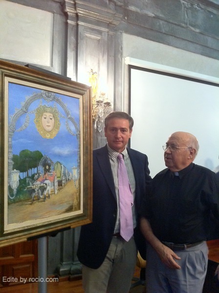 José Marín Alcántara, el autor, con el Párroco y Director espiritual de la Hdad.