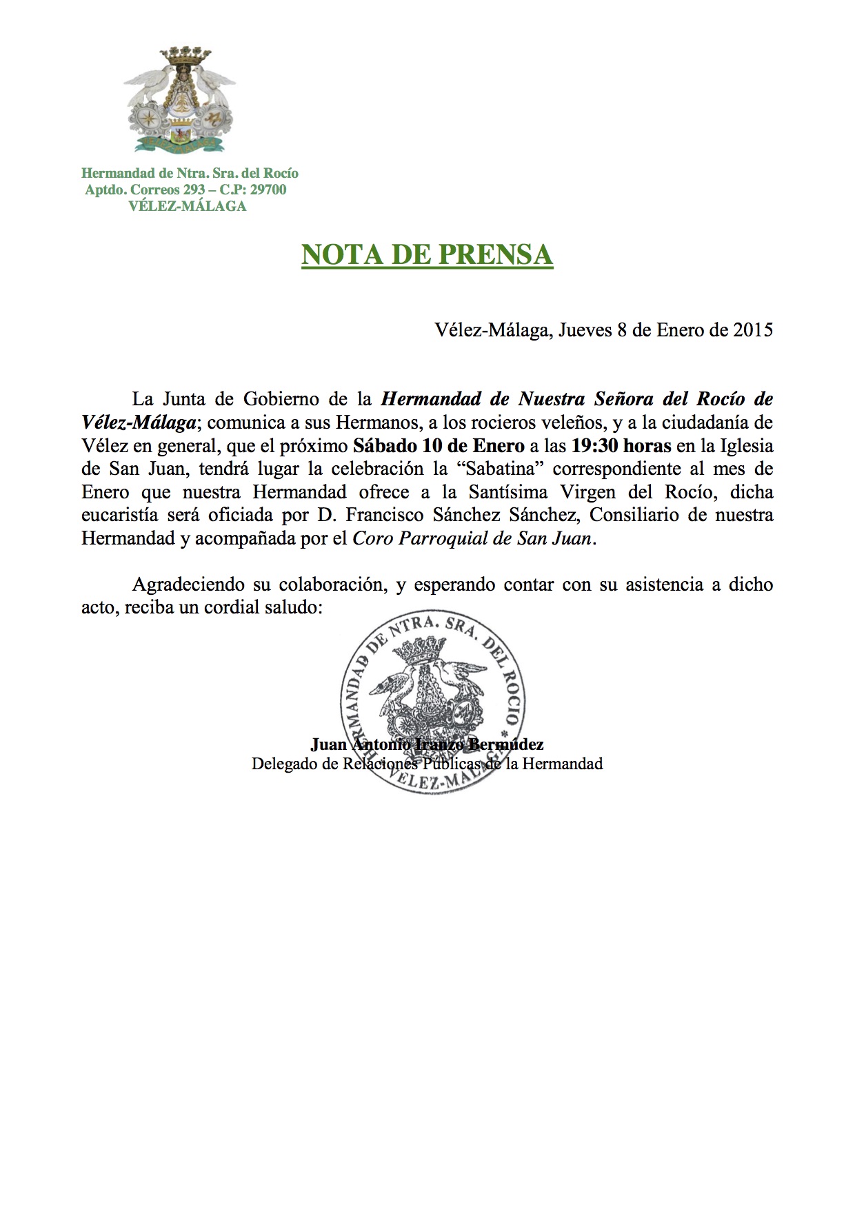 Nota de Prensa Sabatina4