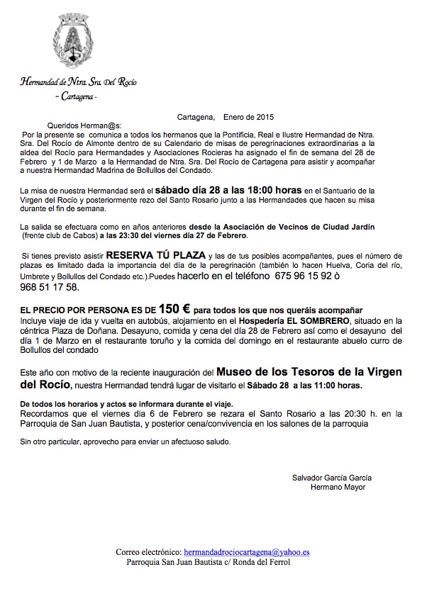 circular misa de peregrinacion 2015